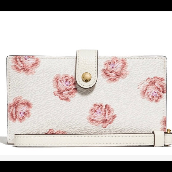 Coach Phone Wristlet Rose print